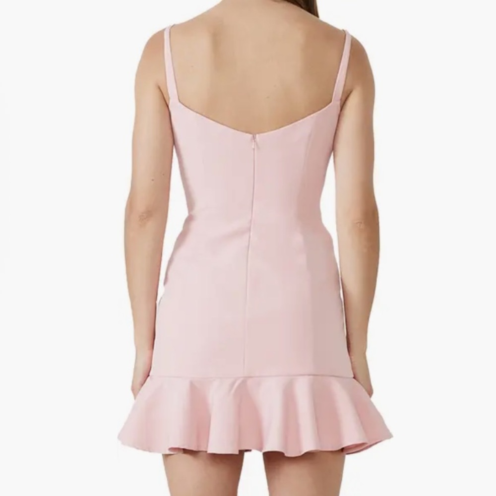 Bardot Gigi Ruffle Hem Fit & Flare Blush Pink Mini Dress Size 4 - Picture 2 of 10